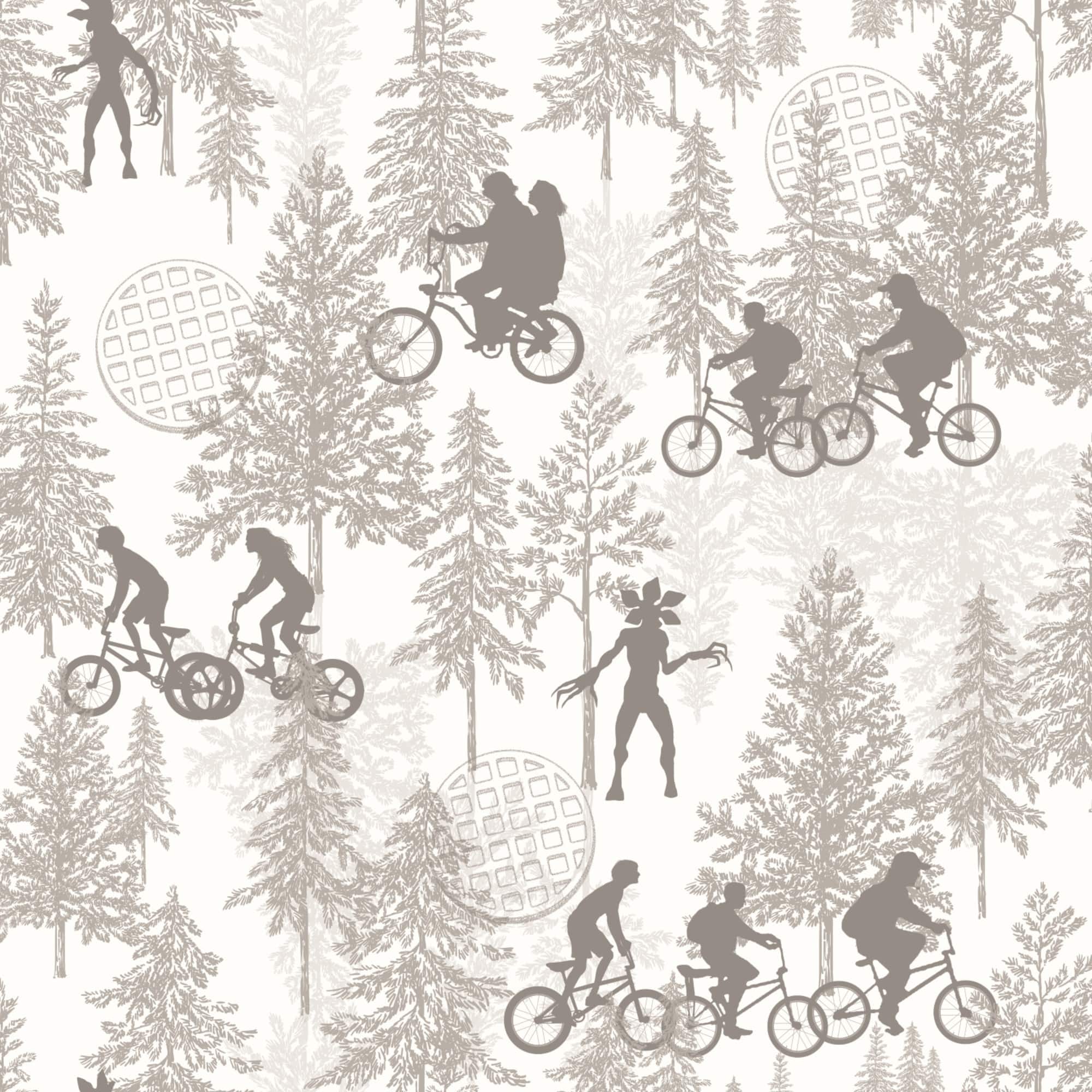 RoomMates Netflix Stranger Things Hawkins Woods Taupe Peel & Stick Wallpaper